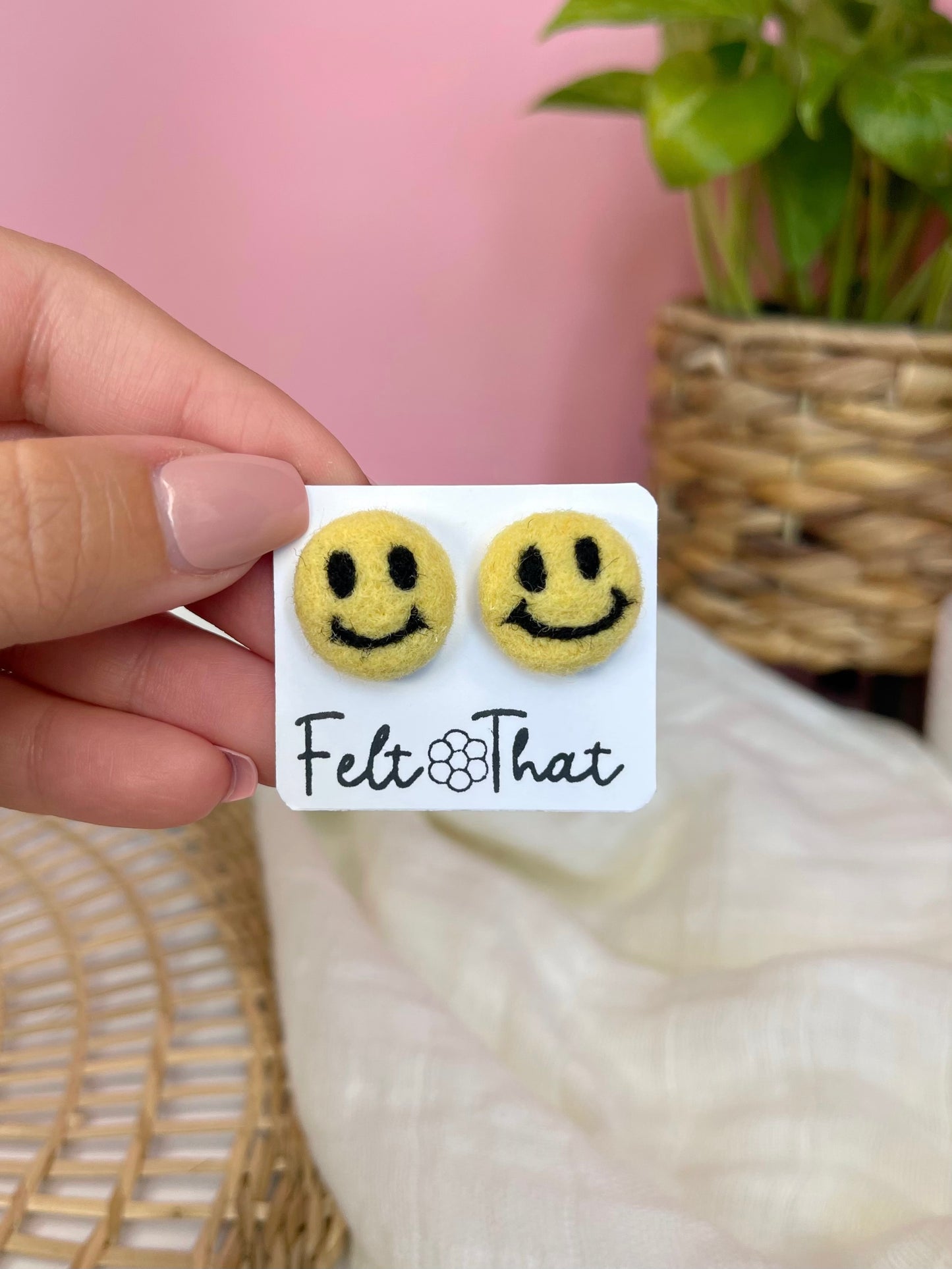 Yellow Smiley Studs