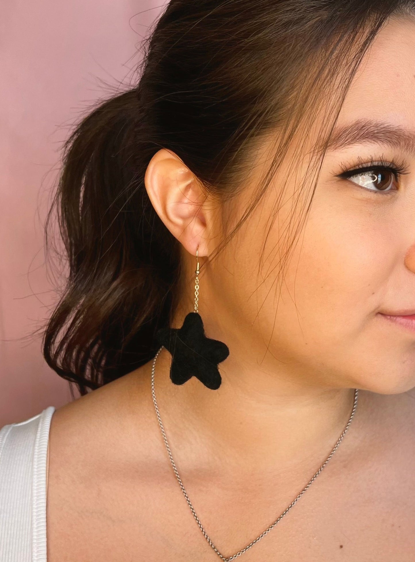 Black Star Dangle Earrings