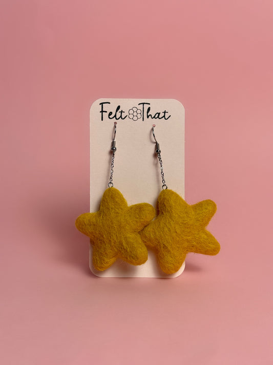 Gold Star Dangle Earrings