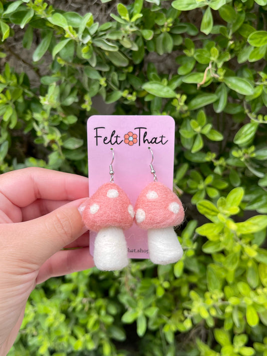 Pink Mushroom Earrings