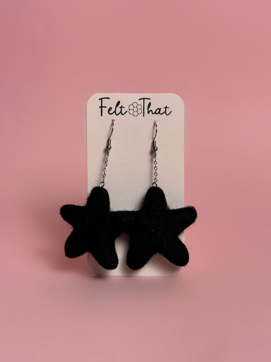 Black Star Dangle Earrings