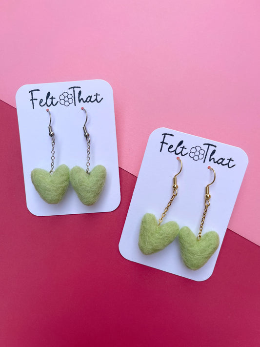 Small Lime Heart Dangles