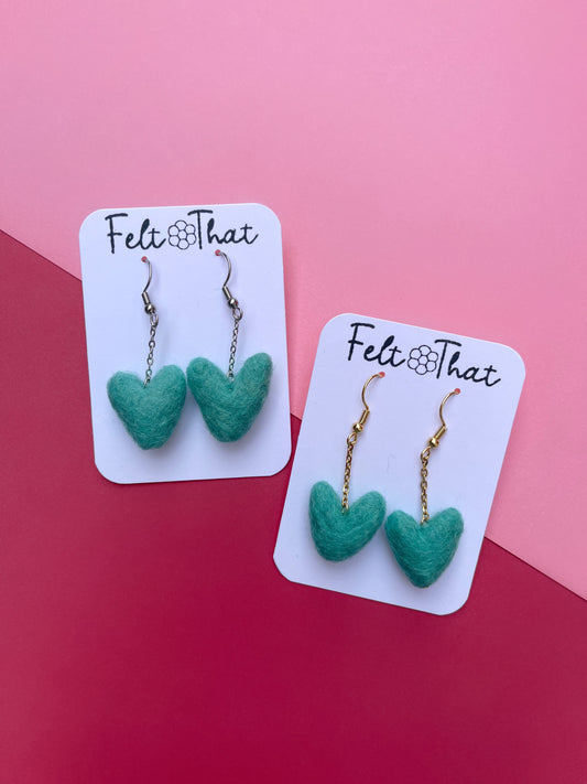 Small Aqua Heart Dangles