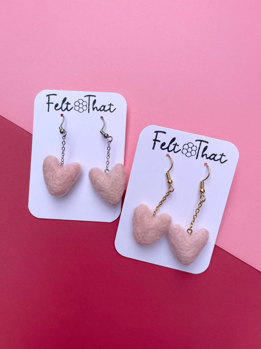 Small Blush Heart Dangles