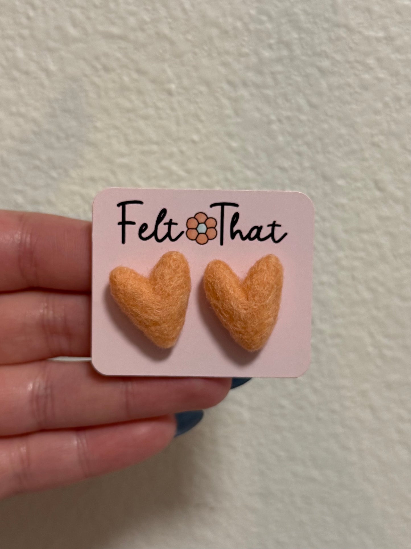 Peach Heart Studs