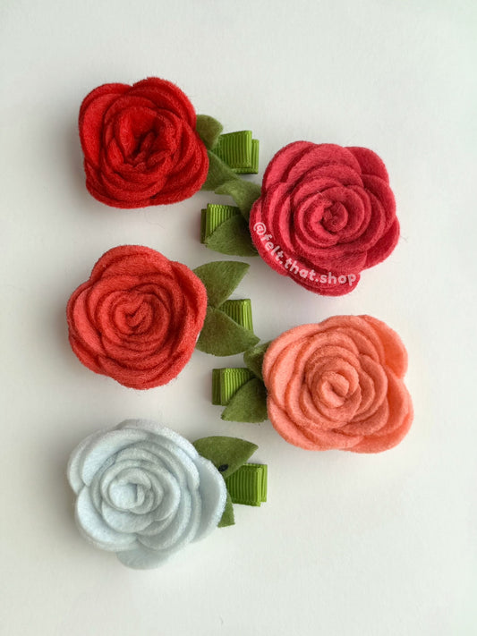 Single Rose Hair Clips